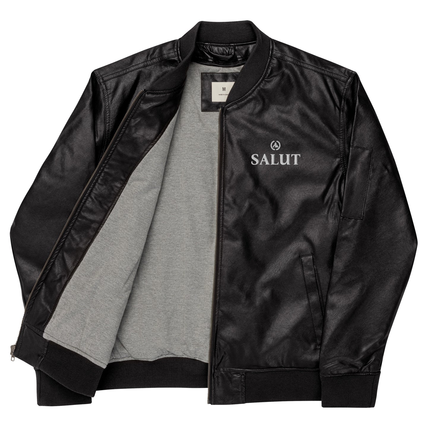 Leather Bomber Jacket (Back Embroidered)