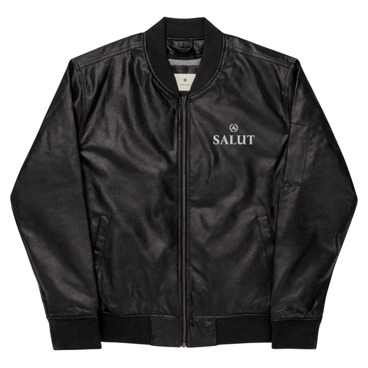 Leather Bomber Jacket (Back Embroidered)