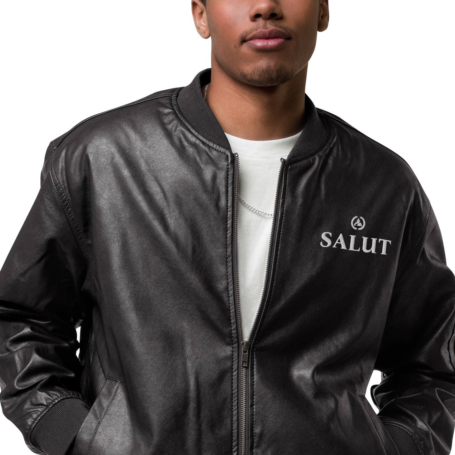 Leather Bomber Jacket (Back Embroidered)